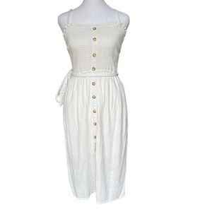 Abercrombie & Fitch - White Midi Smocked Spring Bridal Casual Dress Sz Medium